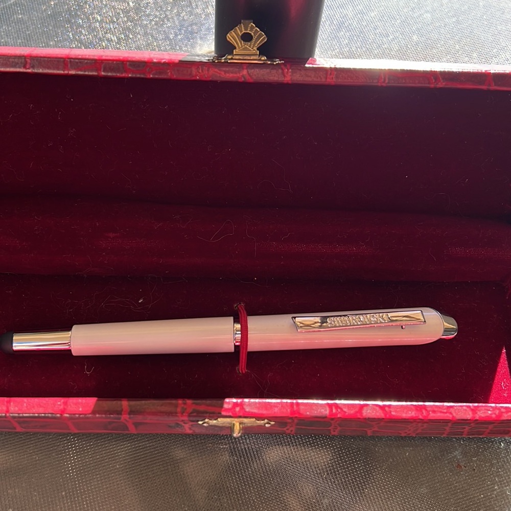 Swarovski Crystal Original white silver Pen 5 inch top large stone gift box